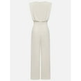 thumbnail image 3 of uublik Jumpsuit Woman Beige Elegant Loose Sleeveless Wide Leg Romper Crewneck Formal Overalls, 3 of 3