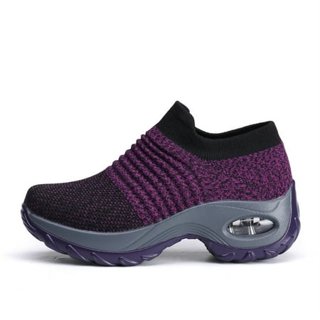 GHFKKB Women s Walking Shoes Sock Sneakers Slip On Air Cushion Easy Shoes Platform Loafers
