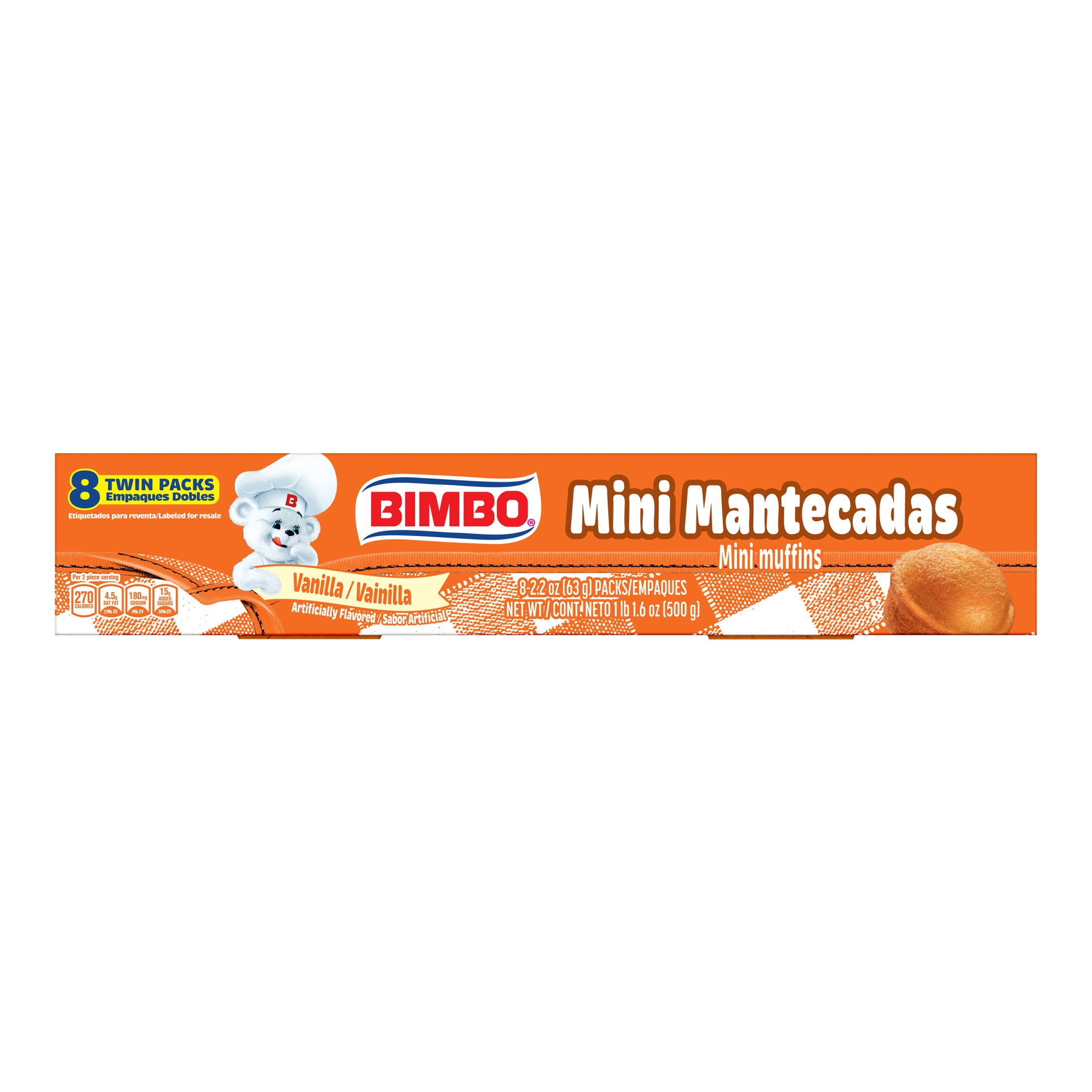 Bimbo Mini Mantecadas Vanilla Mini Muffins, 8 twin packs, 17.6 oz