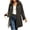 Gray, variant on Womens Hooded Coat Faux Suede Mid Length Jacket Button Front Long Sleeve Casual Outerwear with Side Pockets for Fall Winter