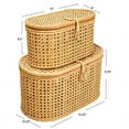 thumbnail image 3 of Creative Co-Op Modern Decorative Oval Woven Rattan Storage Boxes, Set of 2 Sizes, Natural Finish, 3 of 5