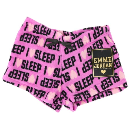 

Emme Jordan Junior s Fuzzy Plush Pajama Shorts - I Love Sleep Pink - Medium