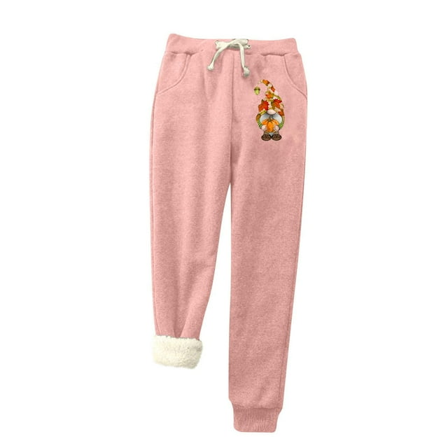 Womens Printed Leggings with Elastic Drawstring Pockets and Thick Insulation Pants