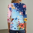 thumbnail image 6 of Women's Patriotic Star Print 250th Anniversary USA Shirt V-Neck Button 3/4 Sleeve T-Shirt, 6 of 6
