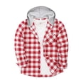 thumbnail image 1 of Men's Plaid Long Sleeve Shirt Men's Pocket Button Hooded Sweatshirt, 1 of 3