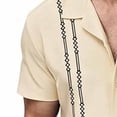 thumbnail image 4 of Kukoosong Men's Vintage Bowling Beach Shirt Striped Print Short Sleeve Collared Button-Up for Summer Office, Retro and Stylish Shirts for Men, 4 of 7