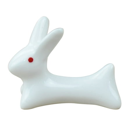

Oiur Chopsticks Storage Rack Reused Beautiful Food Grade Rounded Corners Stable Anti-dirty White Ceramic Little Rabbit Chopstick Rest Dining Room Supply