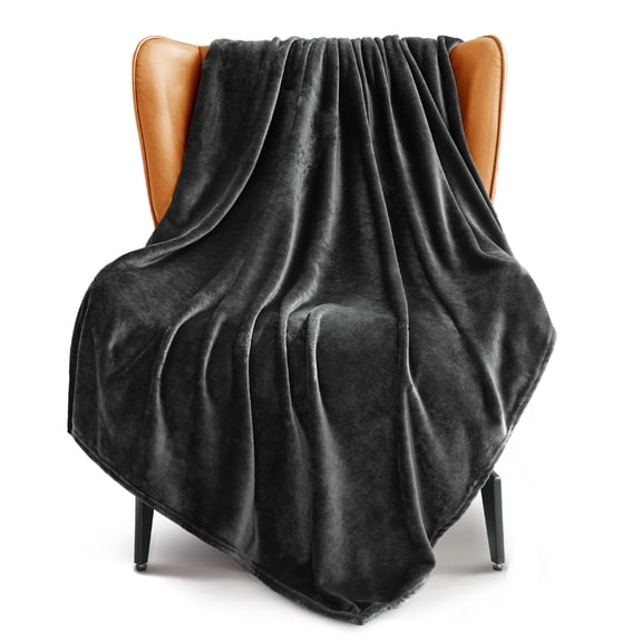 Exclusivo Mezcla Fleece Throw Blanket for Couch, Sofa, 300GSM Super Soft and Warm Blankets, Dark Grey Throw All Season Use, Cozy, Plush, Lightweight, 50x60 Inches