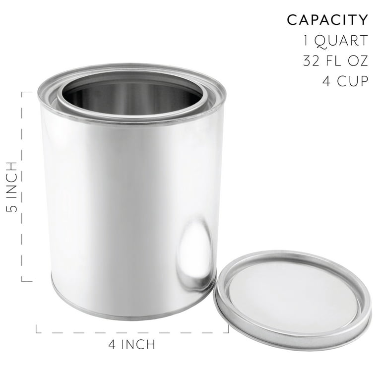 Acrux7 4 Pack Empty Paint Cans with Lids, 1 Gallon Paint Can with Lids &  Handles (2) + 2 Quart Paint Can with Lids (2), Metal Unlined Paint Bucket