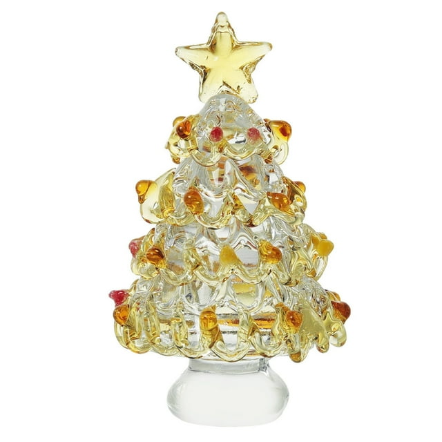 tredstone Mini Arbre de Noël Série Cristal, Fait Main Compact Délicat, Robuste à Nettoyer, Décorations DIY Doré