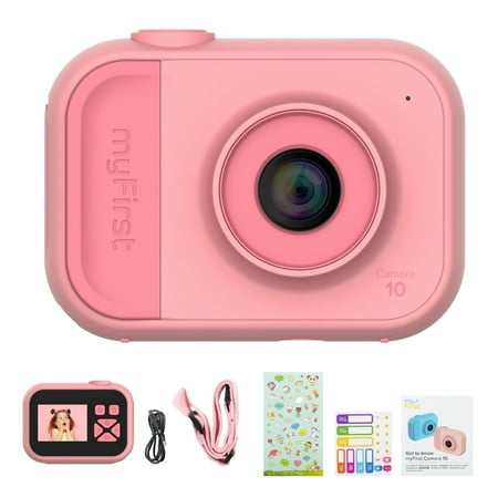 myFirst Camera 10 - Kids' Digital Mini Camera, 5MP, 1080P Video, 4GB Micro SD Card, Tripod Screw, Durable Soft Design - Pink