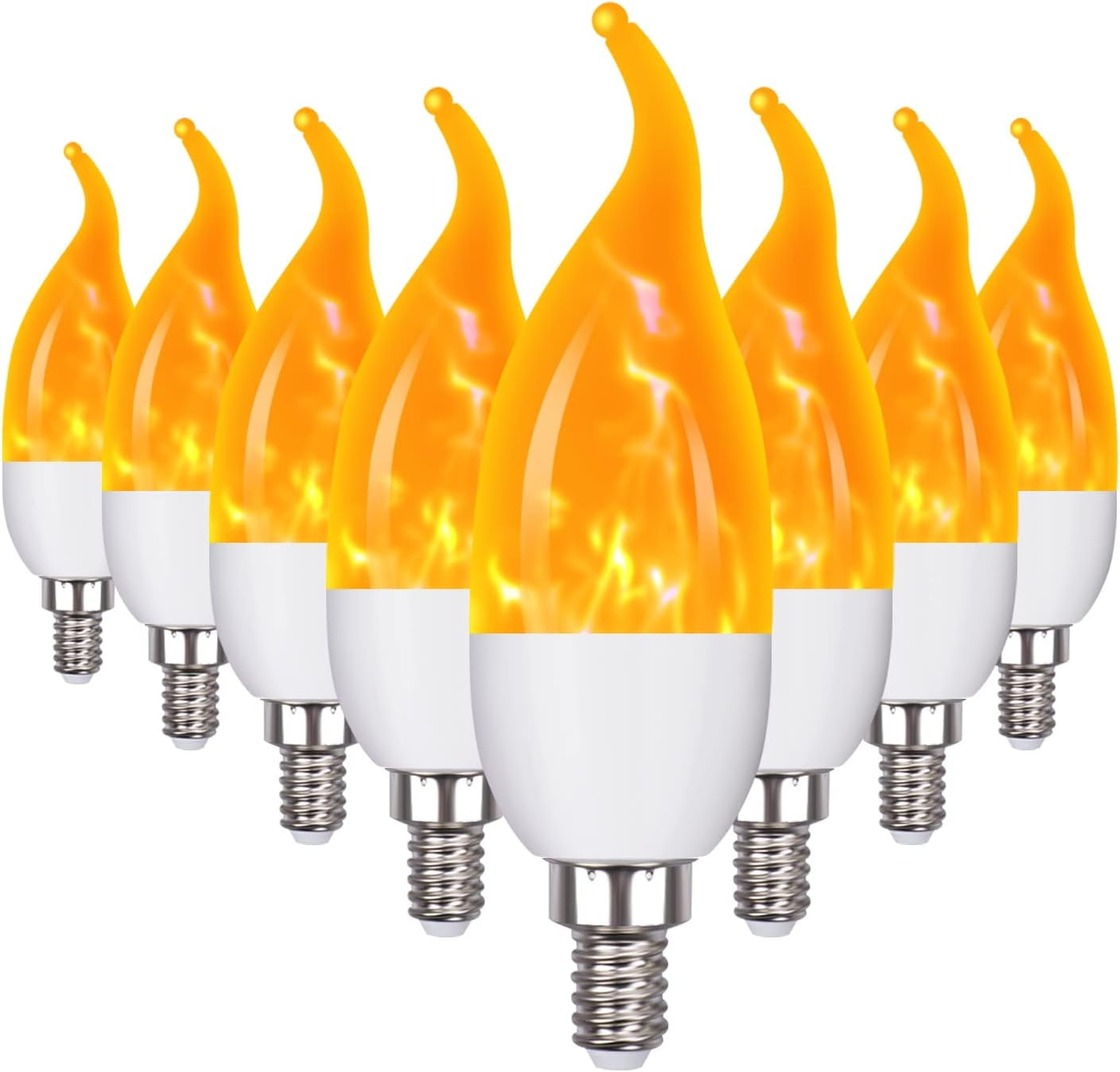 OHLGT E12 Flame Bulbs 8 Packs, 3 Mode LED Candelabra Flame Light Bulb 1