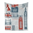 thumbnail image 1 of Phone Booth Soft Flannel Fleece Throw Blanket, London United Kingdom Themed Landmarks and Flags, Cozy Plush for Indoor and Outdoor Use, 70" x 90", Slate Blue Vermilion, by Ambesonne, 1 of 5