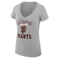 thumbnail image 2 of Women's G-III 4Her by Carl Banks Heather Gray San Francisco Giants Super-Slim Fit Lightweight Team Logo Graphic V-Neck, 2 of 5