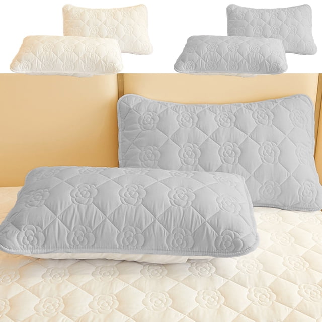 Kadlawus 2Pcs Pillowcase Set Washed Cotton Pillow Covers Waterproof Thickened Pillow Protectors with Envelope Closure Zipper Pillow Cases Bedding