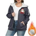 thumbnail image 3 of Fmbrln Fleece Jackets for Women Plus Size Cute Christmas Print Full Zip Up Long Sleeve Hooded Jackets Fall Winter Thickened Warm Sweatshirts Coat with Pockets, 3 of 5