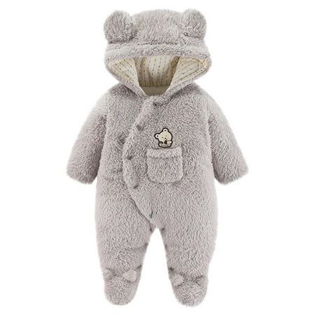 

Winter Toddler Warm Fleece Hooded Jacket for Newborn Baby Boys Girls Cute Cozy Plush Jumpsuit Coat Outwear