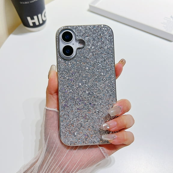 ELEHOLD Case for iPhone 17, Glitter Sparkle Shockproof Phone Case, Bling Slim Protective Cover,Silver
