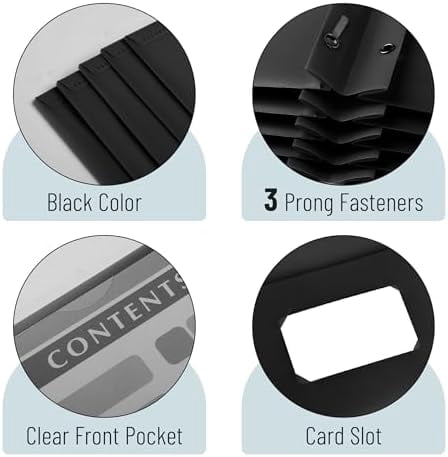 - Black Plastic Folders with Pockets and Prongs, 24 Pack, Letter Size, Black Flexible Plastic Folders with Prongs, Clear Front Pocket and Card Slot
