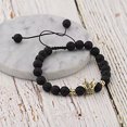 thumbnail image 3 of RSAMD Luxury Crown Natural Stone Matte Black Charm Men's Copper Bead Fashion Bracelets-L020-1, 3 of 4