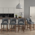 thumbnail image 3 of Blue Upholstered Counter Height Bar Stool with Solid Wood legs Set of 6, 3 of 6