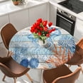 thumbnail image 2 of Blue Coastal Jellyfish Round Tablecloth 36-44 Inch Round Fitted Table Cloth with Elastic Edge, Nautical Sea Beach Starfish Coral Waterproof Table Cover Protector for Outdoor Picnic Party Dining, 2 of 9