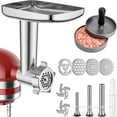 thumbnail image 1 of DEBGFS Meat Grinder Attachment for Kitchenaid Mixer  Metal Food Grinder Attachment Durable Meat Food Processor Attachment for KitchenAid Stand Mixers Includes Sausage Filler Tubers - by, 1 of 6