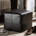 thumbnail image 4 of Pemberly Row Traditional Leather Cube Ottoman in Dark Brown, 4 of 5