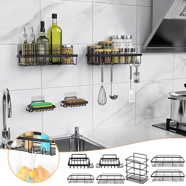 Vaidha Non Punching Bathroom Soap Rack, Shower Gel Storage Rack, Bathroom Rack, Kitchen Storage Rack