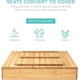 thumbnail image 4 of Favory Outdoor Wooden Sandbox Large, Cedar Wood with Foldable Bench Seats and Sand Protection, Bottom Liner Included - Natural, 4 of 8