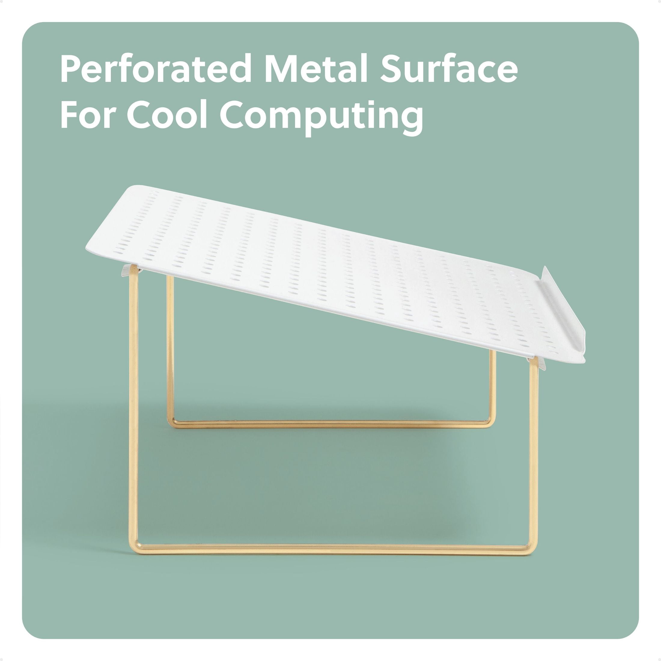U Brands Perforated Metal Top Laptop Stand, 13 x 11 x 6“, Gold Metal