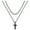 Black, variant on Layered Cross Necklaces for Men Stainless Steel Chain Pendant Necklace for Men Fathers Day Gifts