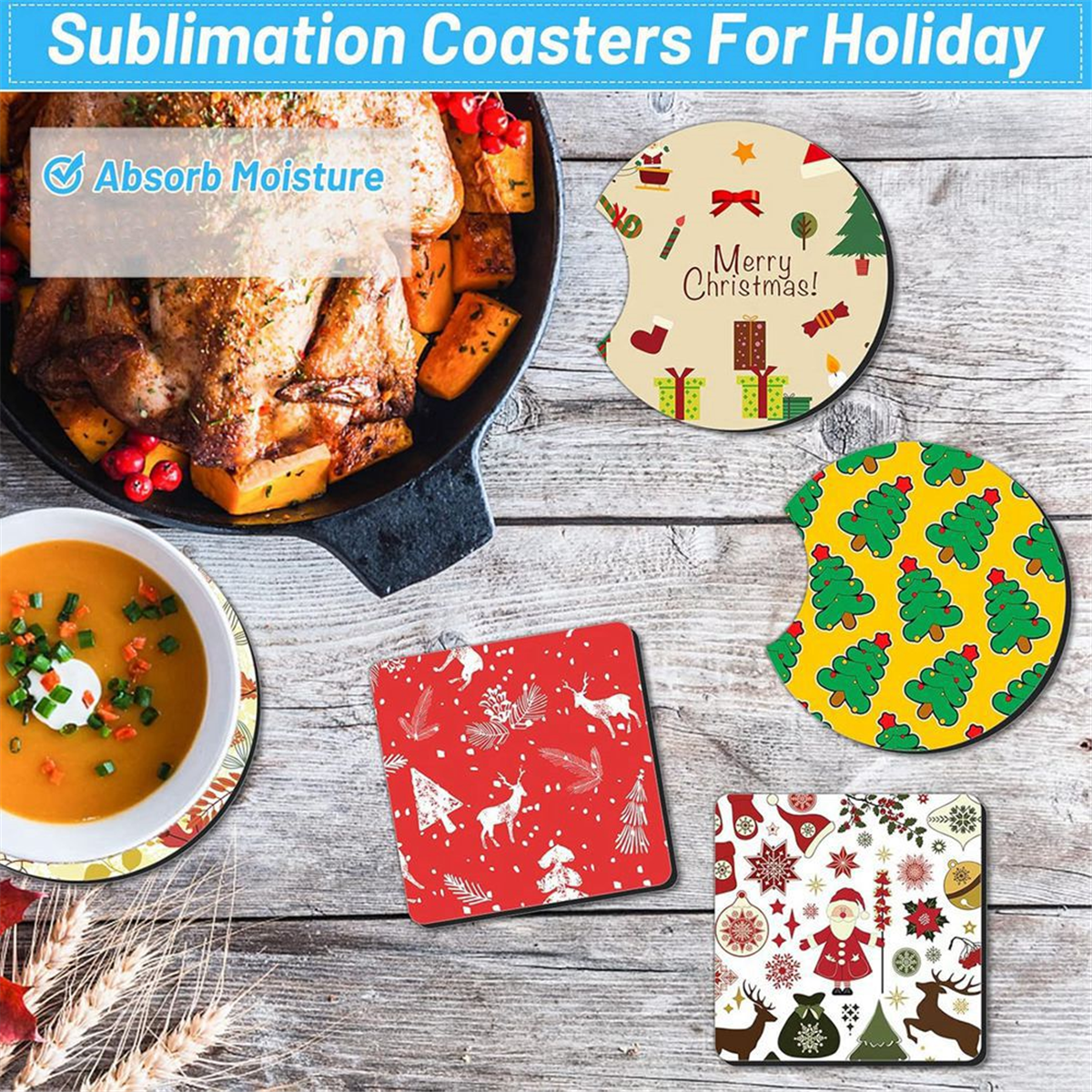 128 PCS Sublimation Blanks Products, Christmas Ornaments Crafts Kit , DIY Heat Printing Pattern Craft