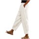 thumbnail image 1 of Pantalones anchos con cordón en la cintura para mujer: pantalones elásticos de moda de cintura alta, pantalones largos cómodos de pierna recta con bolsillos, material de algodón, para todas las est, 1 of 6