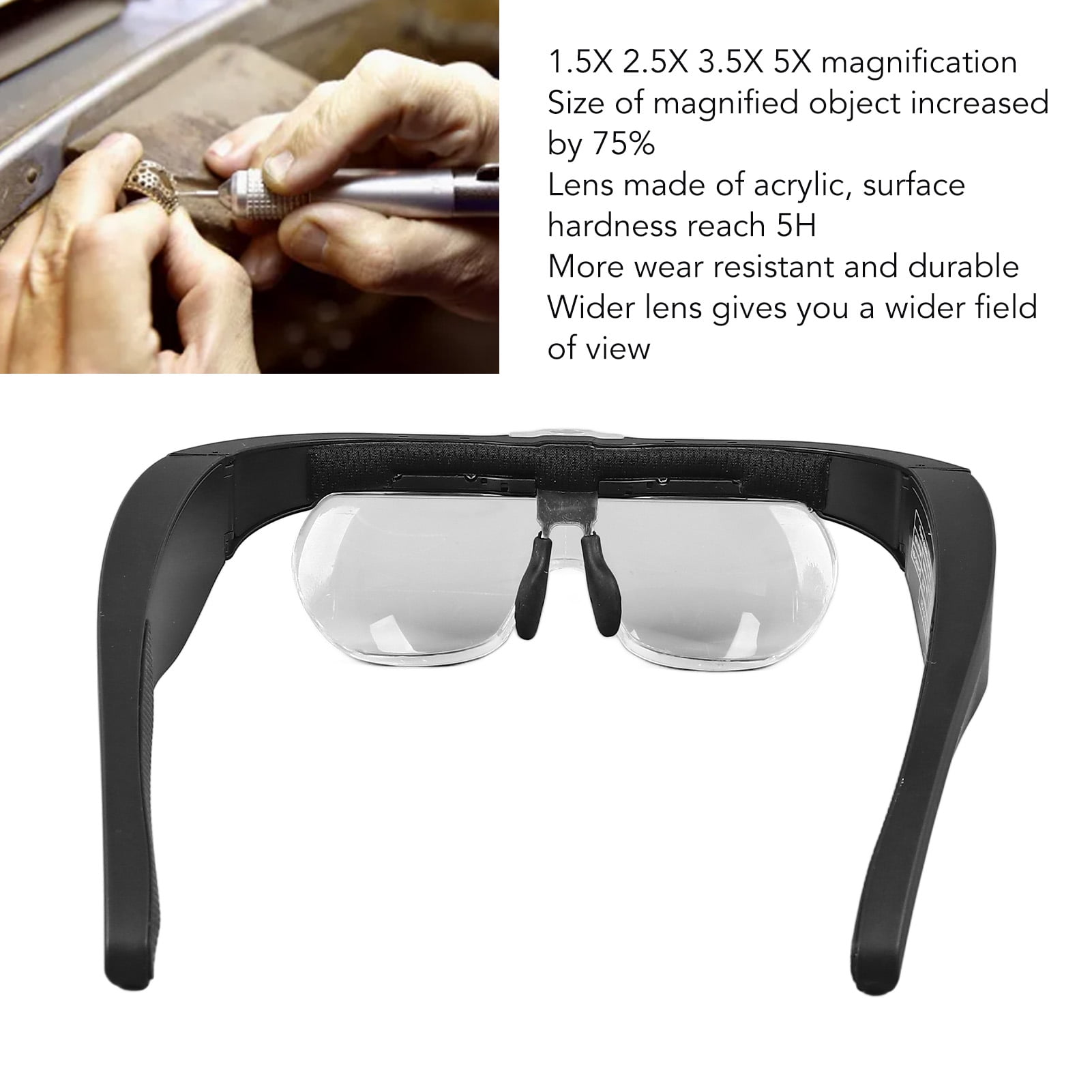 Magnifier Spectacle Magnifier LED Rechargeable Close Work Head Magnifying Glasses For Eyeglasses With 1.5 2.5 3.5 5X Lens 2 Light Walmart