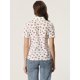 thumbnail image 4 of Camisa de algodón con volantes en la parte superior y cuello vuelto para mujer Rojo L, 4 of 5