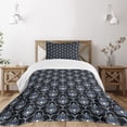 thumbnail image 3 of Ambesonne Dark Blue Quilted Bedspread Set 2 Pcs, Vintage Royal Damask, Twin Size, Pale Blue Dark Blue, 3 of 6