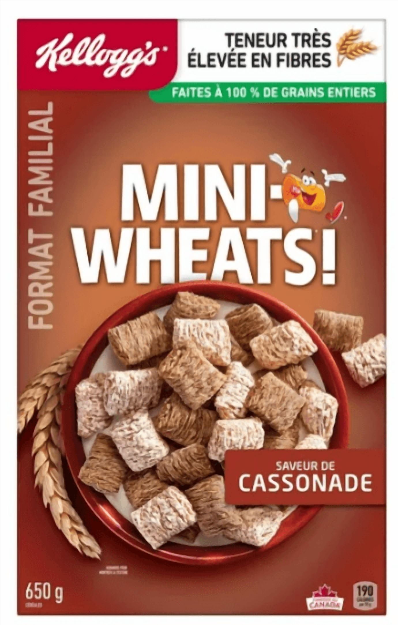 Kellogg's Mini-Wheats Cereal Brown Sugar Flavor, Family Size, 650g (4 Pack)