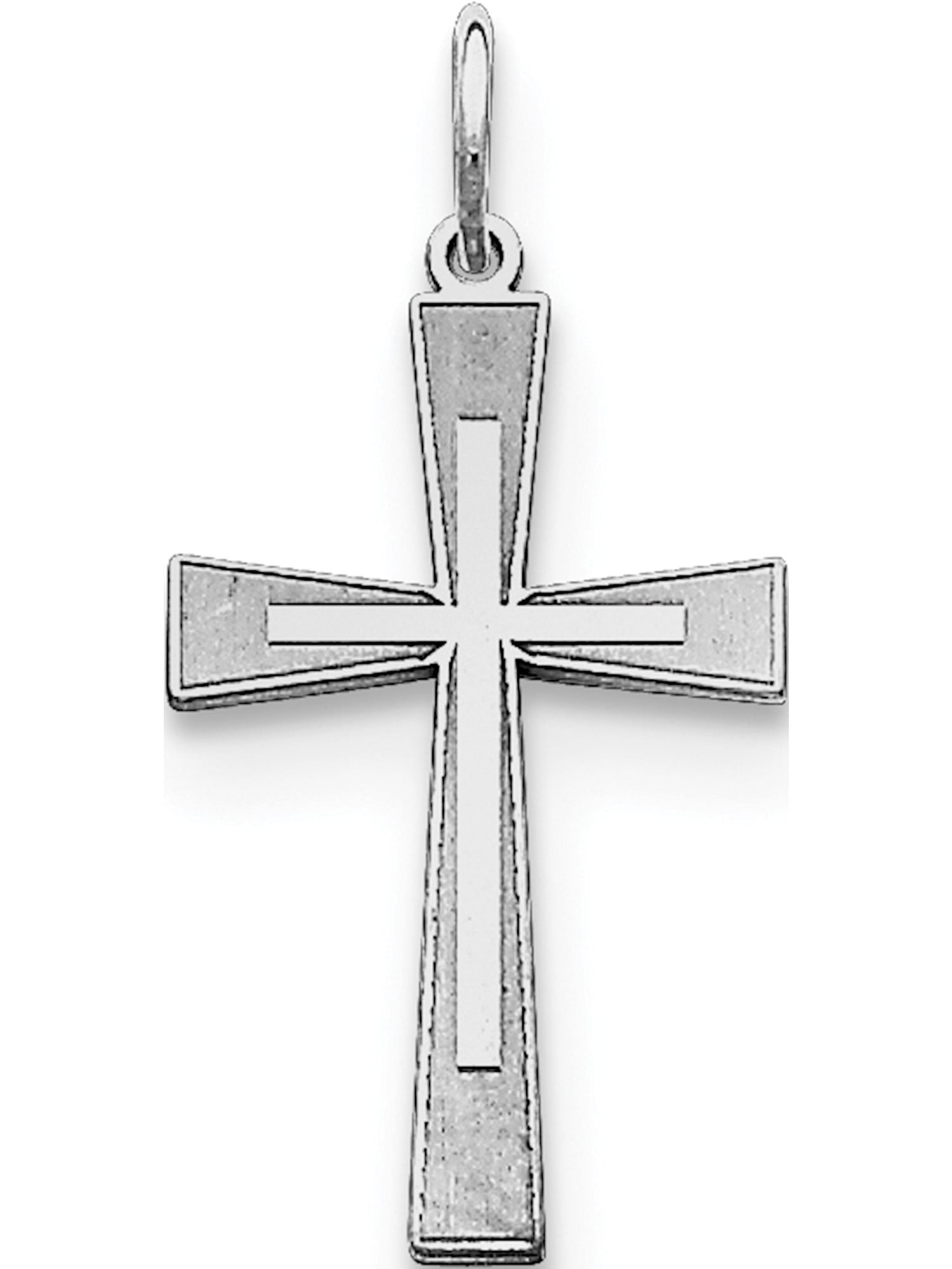 925 Sterling Silver & Black Rhodium Design Religious Cross Charm Pendant 