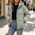 thumbnail image 6 of Cmtiyu Plus Size Winter Coats for Women Oversized Long Sleeve Hooded Green Puffer Jacket Casual Warm Drawstring Zipper Winter Coats with Pockets M-4XL, 6 of 7