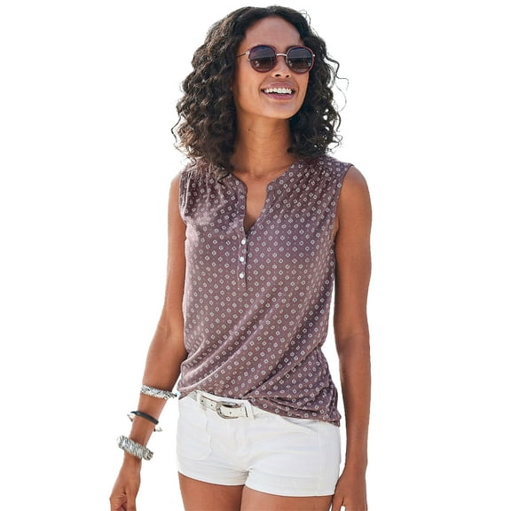 LASCANA Women's All Over Print Tank Top Buttons