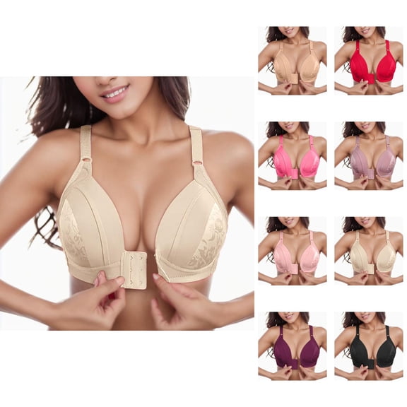 Front Closure Bras for Women Plus Size Comfortable Lightweight Breathable Wireless Push Up Bralettes Everyday Bra