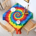 thumbnail image 2 of Colorful Rainbow Tie Dye Spiral Pattern Square Tablecloth,Waterproof Square Table Cover,Wipeable Spillproof Washable Table Cover for Home Kitchen Party Decor 42"X42"(107x107cm), 2 of 6
