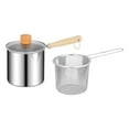thumbnail image 1 of Lipstore Friteuse avec Panier Passoire Accessoire Polyvalent Durabilité Robuste Outil de Cuisson Acier Inoxydable avec Poignée Style C, 1 of 8