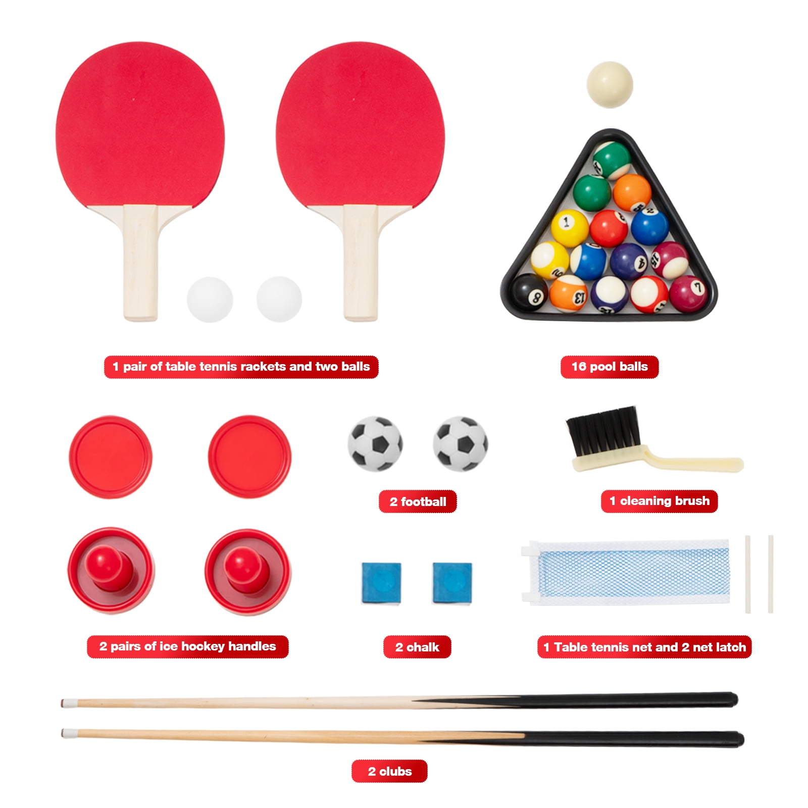 4 in 1 Multi Game Table, 49" Combo Game Table with Foosball, Pool Billiards, Air Hockey & Ping Pong with Accessories for Kids Adults, Game Table Set for Game Room, Indoor, Outdoor, Friends & Family