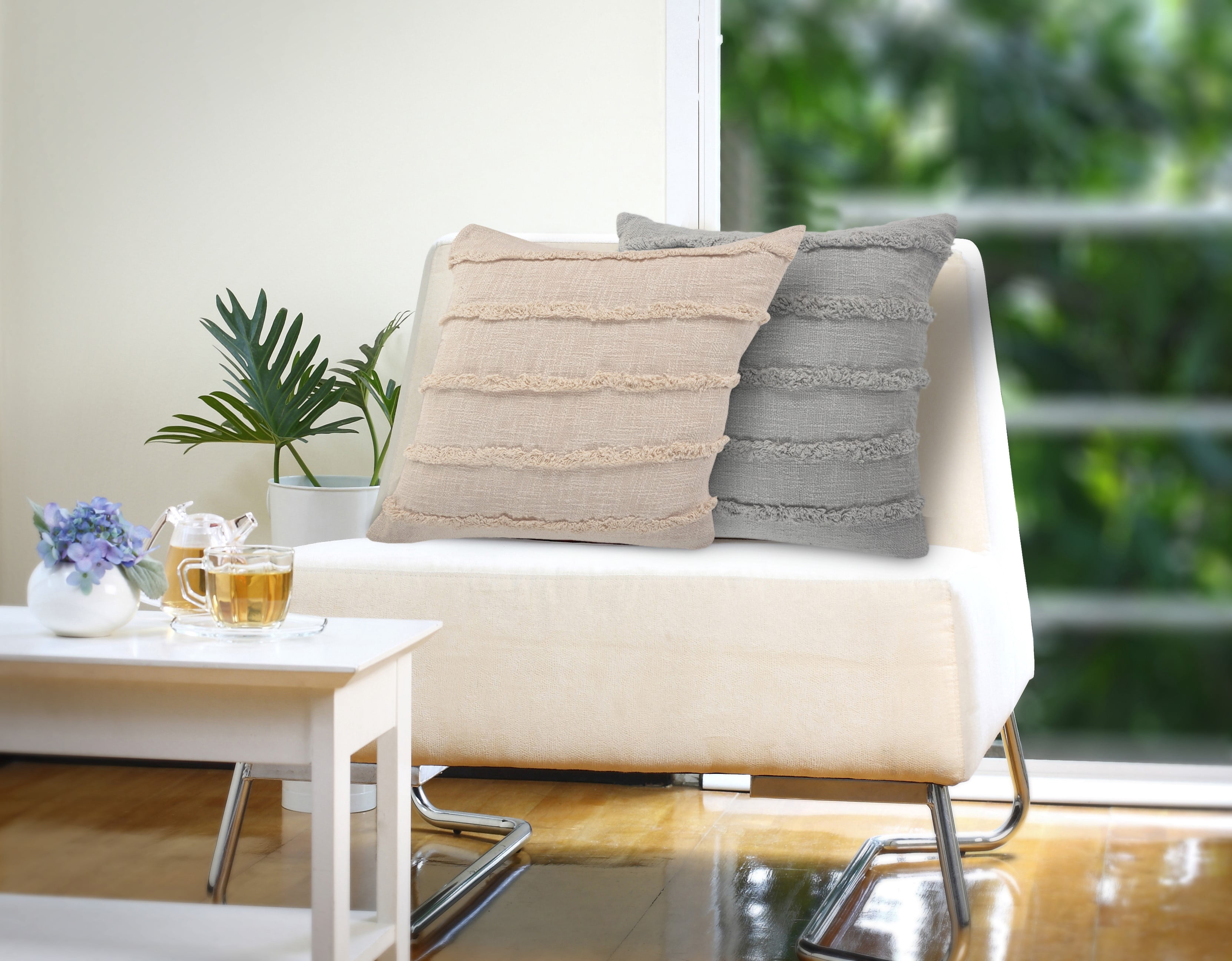 Ox Bay Birch Solid Organic Cotton Square 4 Piece Pillow Feather Filled Set
