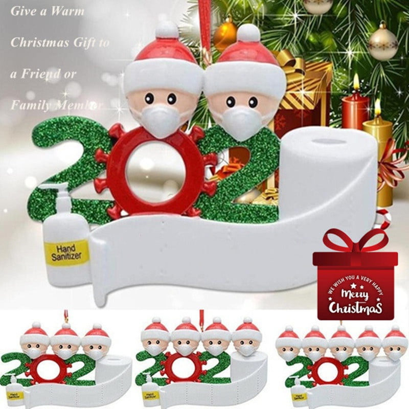 Ceramic Round Ornament & Ribbon Quarantine Keepsake Christmas Gift 2021 Vaccinated COVID Christmas Ornament with Virus Cell