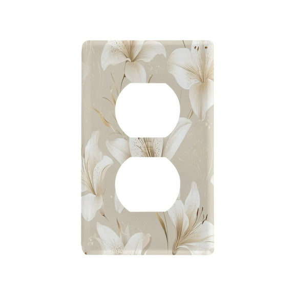 New Flame-Retardant Switch Plate Cover,DIY Wall Plate Decor with Screws,White Floweer