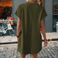 thumbnail image 3 of Vestido Holgado de Corta con Cuello Redondo y Bolsillos, Color Liso, Verde , Talla S, 3 of 4