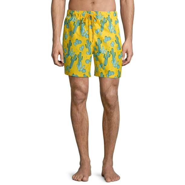 Men's and Big Men's 6" Novelty Swim Trunk with Cacti